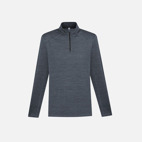 Chandail à manches longues et zip quart Biz Monterey gris, vêtement confortable en coton pour homme ou femme.