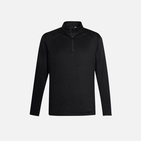 Chandail à manches longues et quart de zip Biz Monterey noir, vêtement d'hiver confortable et élégant pour homme.