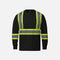 Chandail à manches longues haute visibilité noir pour sécurité, fabriqué par Canada Sportswear, idéal pour le travail en extérieur.