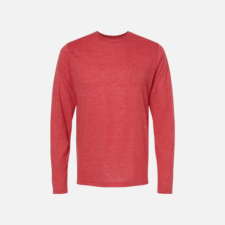 Chandail à manches longues unisexe M&O de couleur rouge, vêtement confortable en coton pour homme et femme.