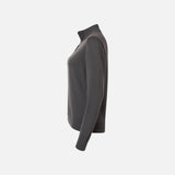 Chandail 1/4 zip pour femme Devon & Jones, gris, en tissu confortable et élégant, idéal pour un style responsable.