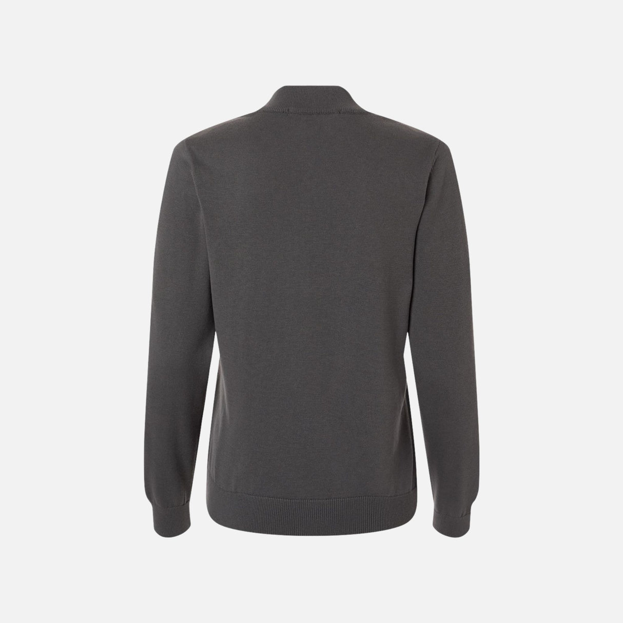 Chandail 1/4 zip pour femme Devon & Jones, gris, en tissu doux, élégant et confortable, vêtements chandails pour femmes.