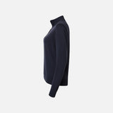 Chandail 1/4 zip pour femme Devon & Jones en marine, vêtement élégant et confortable, style classique et responsable.