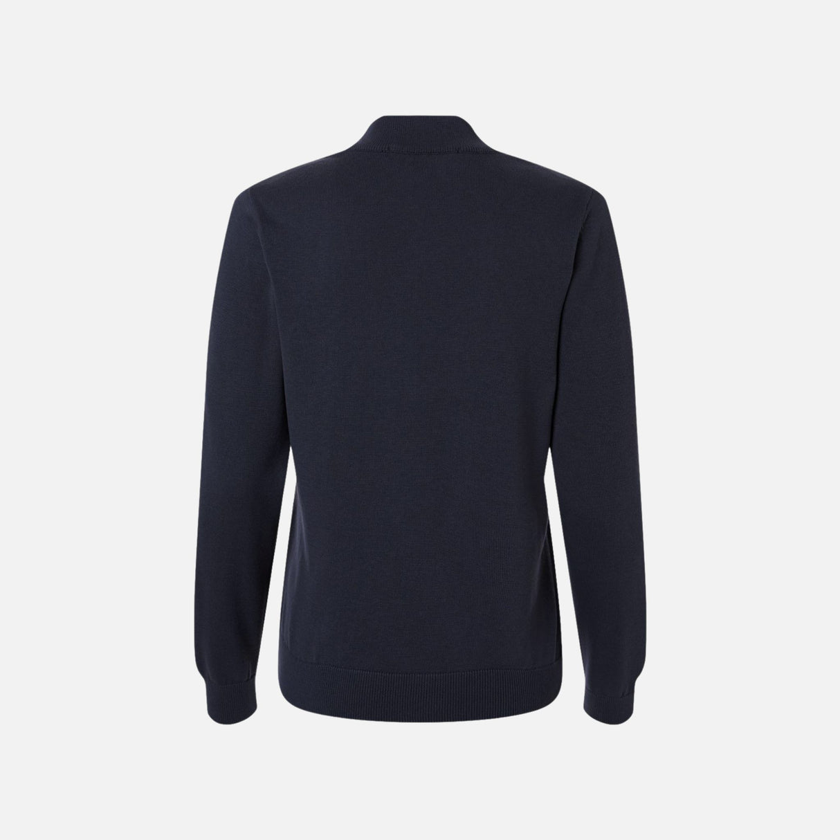 Chandail 1/4 zip pour femme Devon & Jones, modèle DG446W, en bleu marine, tissu confortable et élégant.