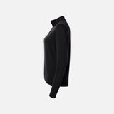 Chandail 1/4 zip pour femme Devon & Jones, modèle DG446W, noir, en tissu confortable et élégant.