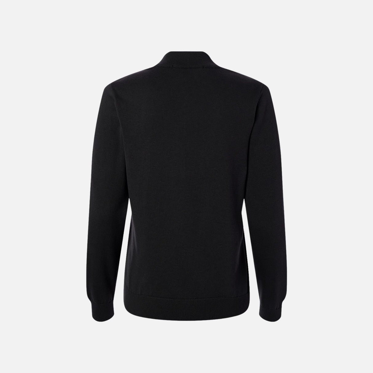 Chandail 1/4 zip pour femme Devon & Jones, noir, en tissu confortable, parfait pour un look élégant et décontracté.