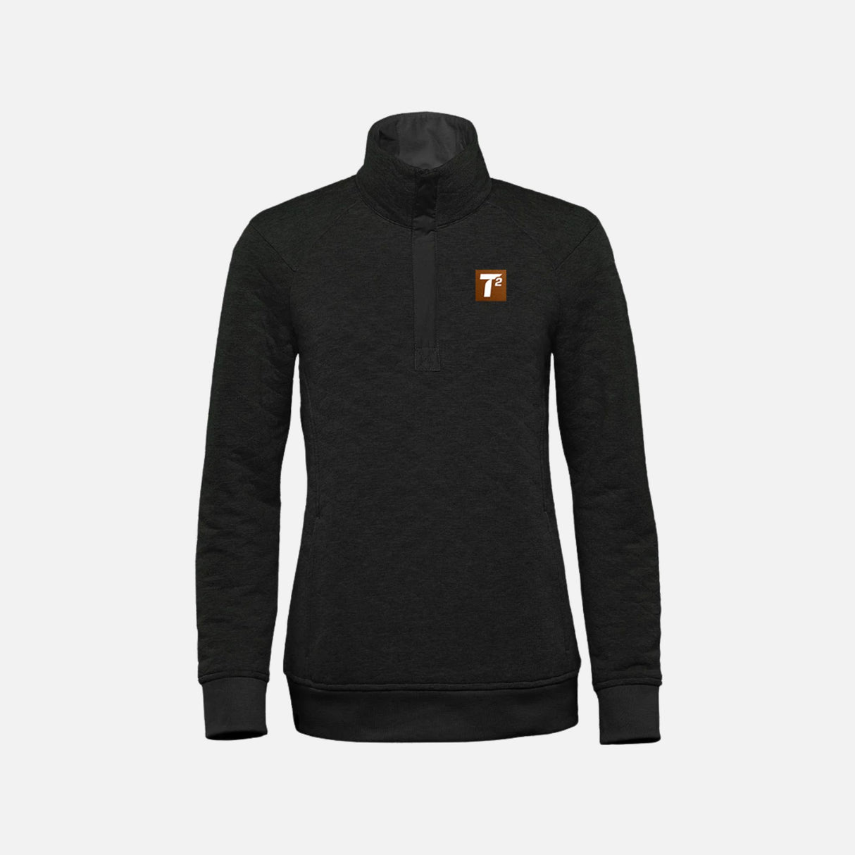 Pull thermique femme Stormtech avec col quarter-zip noir, léger et chaud pour activités en plein air.