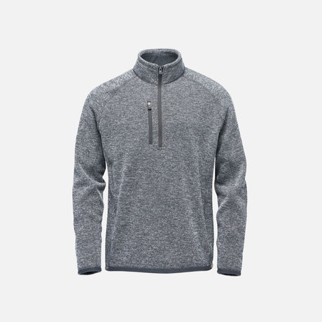 Chandail à manches longues pour homme ATC Stormtech Avalante gris avec col quart-zip, vêtement chaud et confortable.