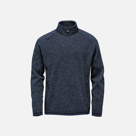 Chandail à manches longues pour homme ATC Stormtech Avalante marine avec col quart-zip, vêtement chaud et décontracté.