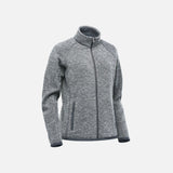 Veste polaire pour femme Stormtech FHZ-1W, veste en molleton gris avec zip, adaptée pour le confort et la chaleur.