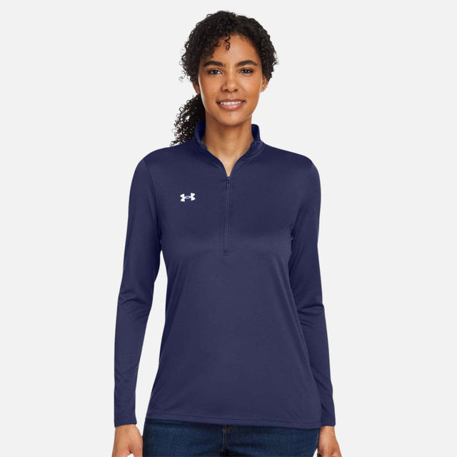 Chandail-zippee-quart-UnderArmour-S_S-1376862-marine-devant-mannequin