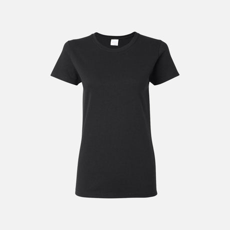 T-shirt à manches courtes Gildan 5000L noir, vêtement de base en coton pour hommes ou femmes, vue de face.