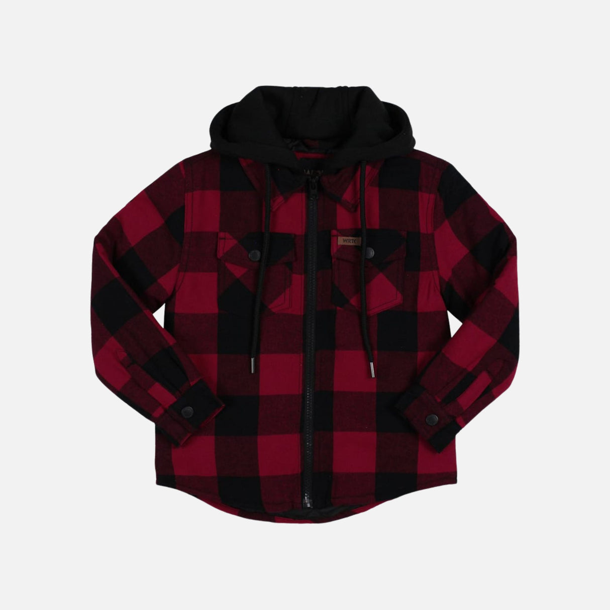 Chemise en flanelle pour enfant WRTK avec capuche, motif Buffalo, style décontracté et chaud, vêtement confortable pour l'hiver.