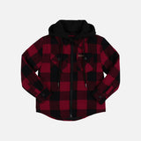 Chemise en flanelle pour enfant WRTK avec capuche, motif Buffalo, style décontracté et chaud, vêtement confortable pour l'hiver.