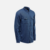 Chemise à manches longues pour homme Stormtech Cambridge en bleu marine, tissu élégant et ajusté, idéale pour le bureau.