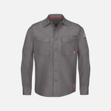 Chemise industrielle à manches longues gris de la marque Red Kap, vêtement durable et facile à entretenir.