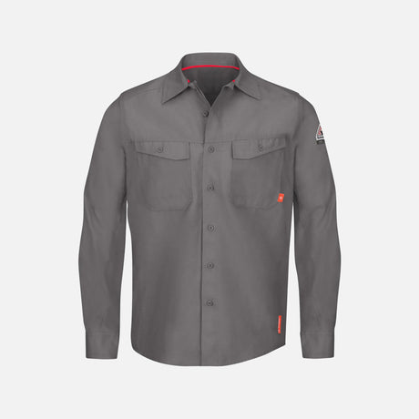 Chemise industrielle à manches longues gris de la marque Red Kap, vêtement durable et facile à entretenir.