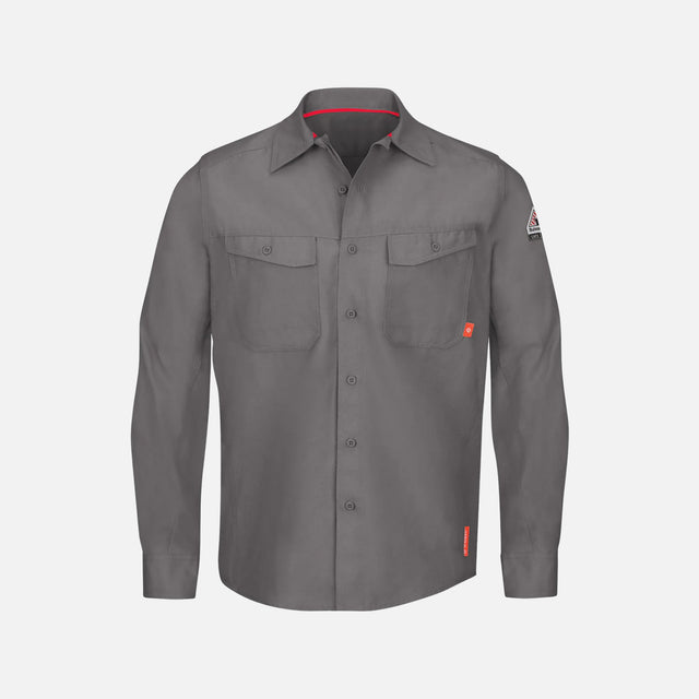 Chemise industrielle à manches longues gris de la marque Red Kap, vêtement durable et facile à entretenir.