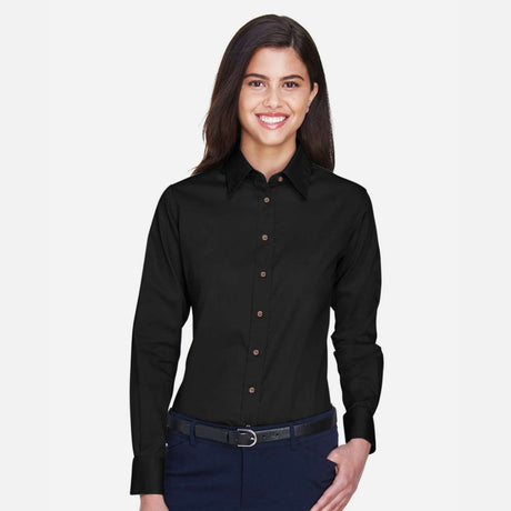 Chemise-ML-Harriton-S_S-M500W-noir-devant-mannequin