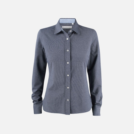 Chemise en denim marine pour femme de la marque James Harvest, à manches longues, style décontracté et tendance.