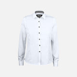 Chemise à manches longues pour femme James Harvest blanche en coton, vue de face, tissu doux et élégant.