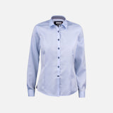 Chemise à manches longues pour femme James Harvest bleue, tissu léger, coupe élégante, idéale pour un style chic et confortable.
