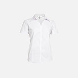 Chemise à manches 3/4 pour femme de la marque Biz, en tissu blanc, vue de face, style élégant et confortable.
