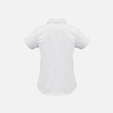Chemise à manches 3/4 pour femme Biz Metro, chemise blanche élégante en tissu léger, adaptée pour le bureau ou un style décontracté.