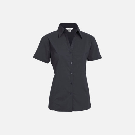 Chemise à manches 3/4 pour femme de la marque Biz, en tissu charbon, avec col classique et coupe élégante.