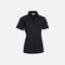 Chemise à manches 3/4 pour femme de la marque Biz, en tissu noir, avec col classique, portée par une femme.