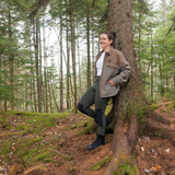 Chemise de travail pour femme Pilote et Filles en velours côtelé et lainage taupe, vêtement chemise élégante et confortable.