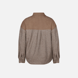 Chemise de travail femme en velours côtelé et lainage, marque Pilote et Filles, couleur taupe, style confortable et chaud.