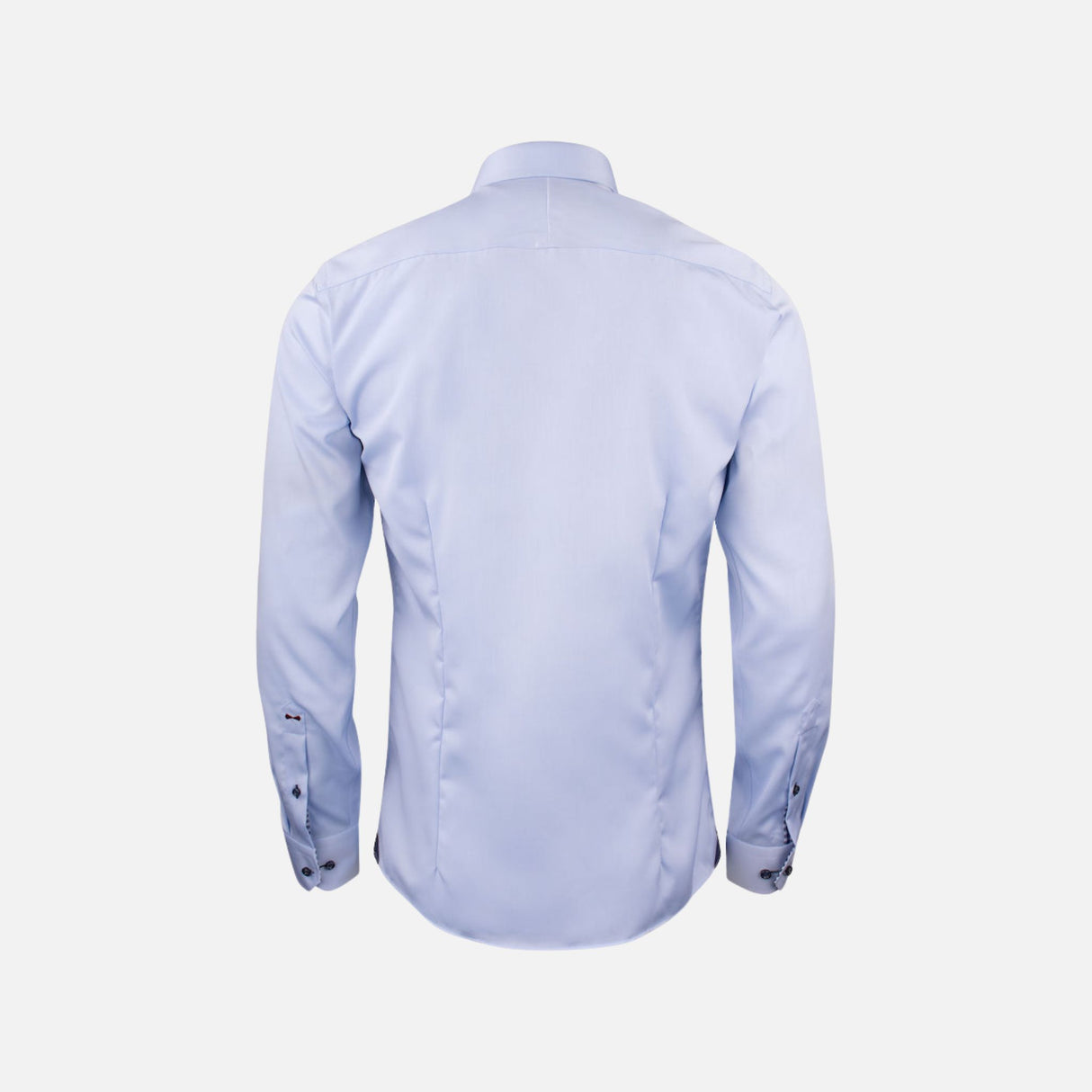 Chemise à manches longues James Harvest pour homme, tissu bleu élégant, détail de col et boutons visibles.