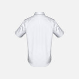 Chemise à manches courtes pour homme Biz S522MS en coton blanc, détail élégant, tissu léger et confortable.