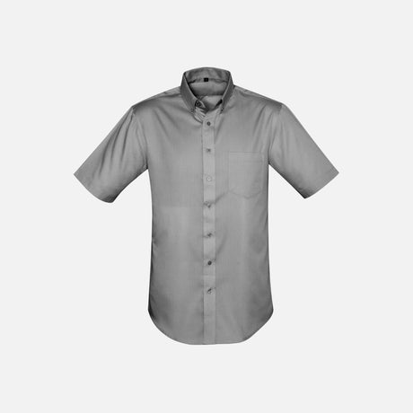 Chemise à manches courtes pour homme Biz S522MS en gris, vêtement de chemise corpo, style élégant et décontracté.