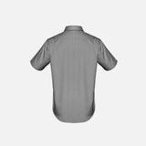 Chemise à manches courtes pour homme Biz S522MS gris en coton, vêtement de style casual avec col classique.