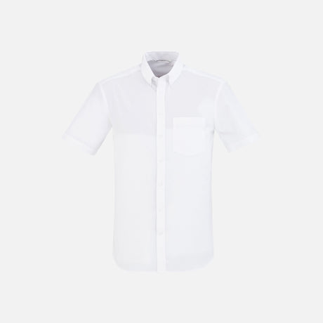 Chemise à manches courtes homme Biz London, chemise blanche élégante en tissu léger, idéale pour le bureau.