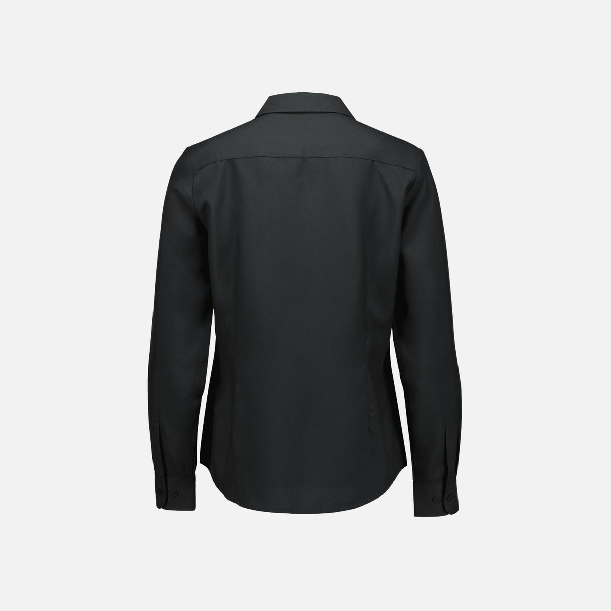 Chemise à manches longues Biz S424LL en coton de couleur charbon, détail du col et des boutons.