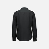 Chemise à manches longues Biz S424LL en coton de couleur charbon, détail du col et des boutons.