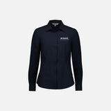 Chemise à manches longues Biz S424LL en tissu marine, vêtement professionnel pour homme, détails visibles sur l'image.