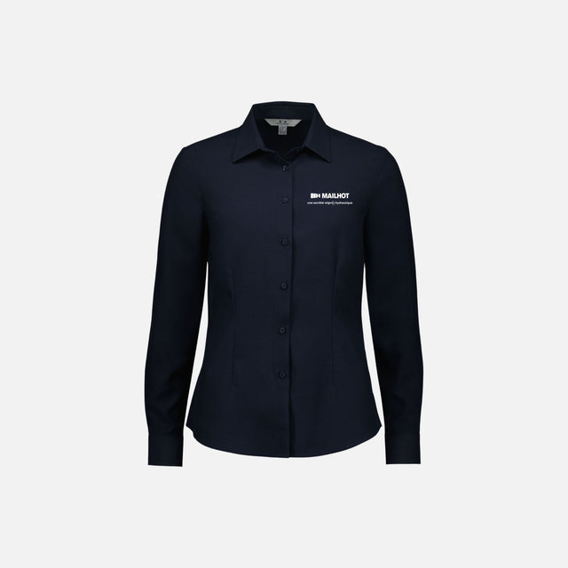 Chemise à manches longues Biz S424LL en tissu marine, vêtement professionnel pour homme, détails visibles sur l'image.
