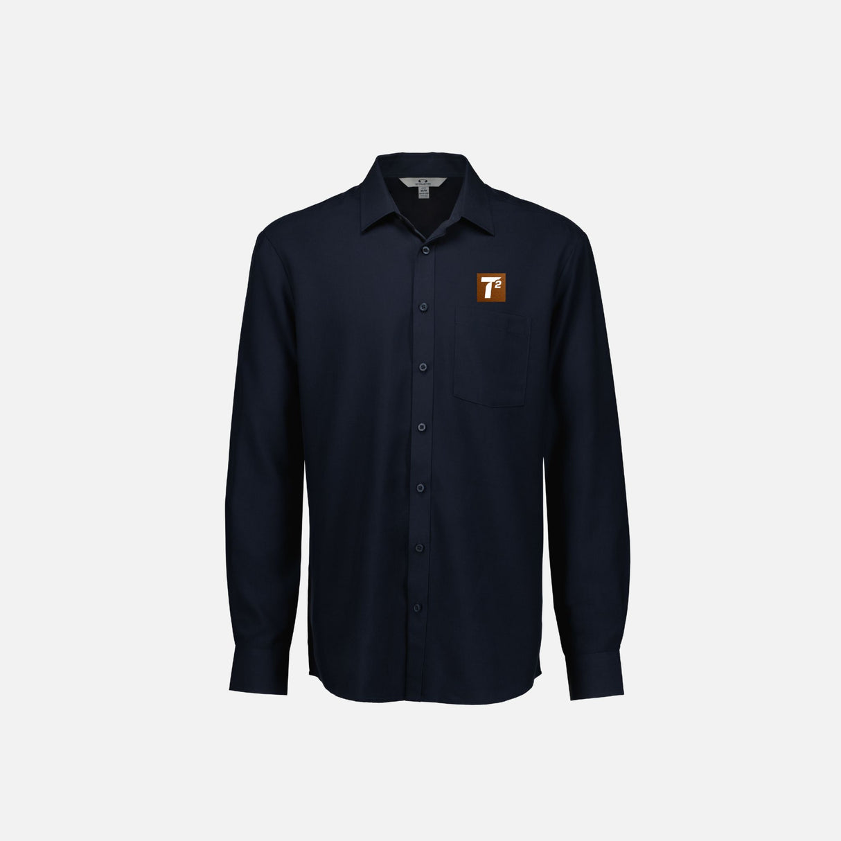 Chemise à manches longues Biz S424ML en tissu marine, vue de face, détails du col et des boutons visibles.