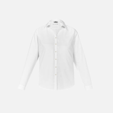 Chemise à manches longues pour femme Biz Memphis, blanche en tissu léger, vue de face.