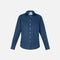 Chemise à manches longues pour femme Biz Memphis en bleu minéral, vêtement élégant en coton avec col classique.