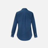 Chemise à manches longues pour femme Biz Memphis en bleu minéral, tissu léger et coupe élégante, idéale pour un style raffiné.