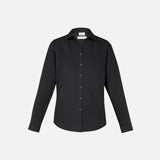 Chemise à manches longues pour femme Biz Memphis, en tissu noir, style élégant et confortable, vue de face.