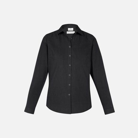 Chemise à manches longues pour femme Biz Memphis, en tissu noir, style élégant et confortable, vue de face.