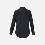 Chemise à manches longues pour femme Biz Memphis en tissu noir, vue de face sur un mannequin.