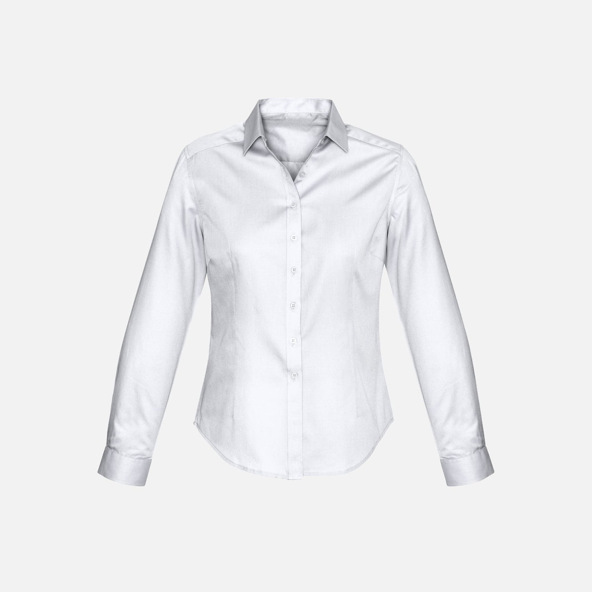 Chemise à manches longues pour femme Biz S522LL blanche, vêtement élégant en tissu léger, style classique et confortable.
