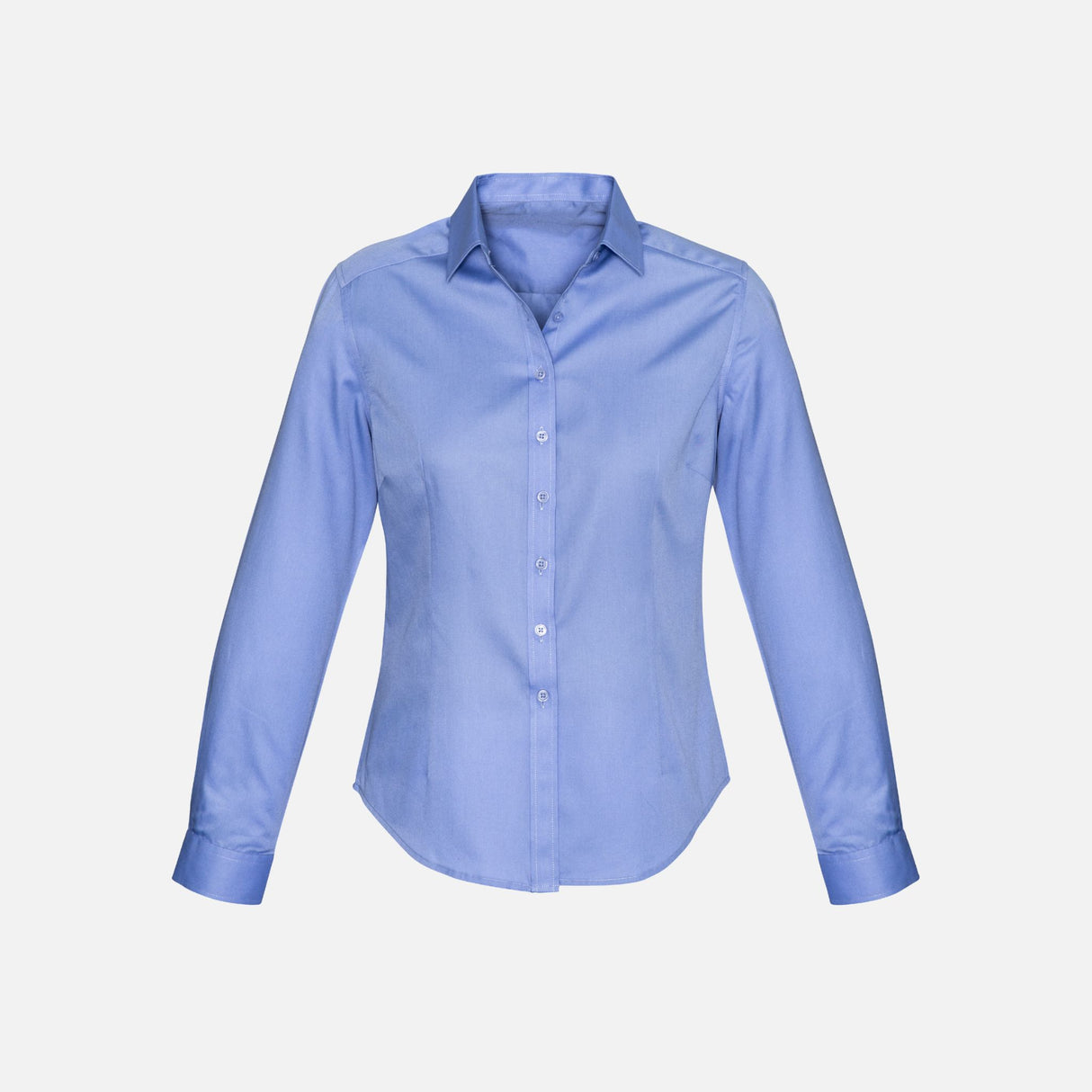 Chemise à manches longues pour femme Biz, modèle S522LL, en tissu bleu, élégante et confortable pour un style professionnel.